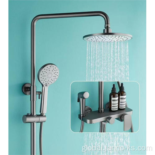 Stainless Steel Wall Mount Shower Faucet Stylish Gun Grey Household Wall Mounted Shower Faucet Manufactory